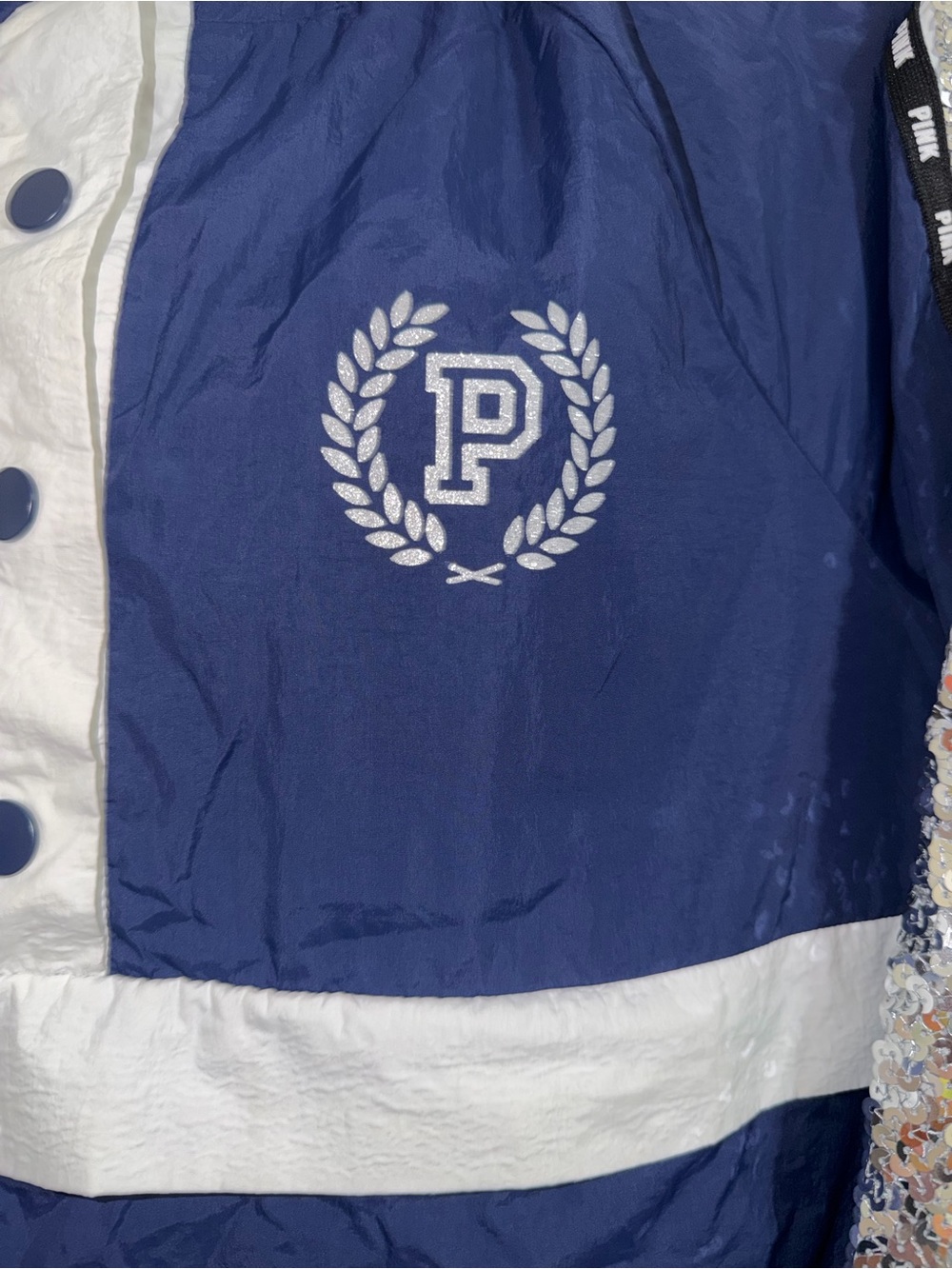 Vintage Y2K Women's XS Navy Pullover Windbreaker Victoria secret PINK pocket - Picture 6 of 9